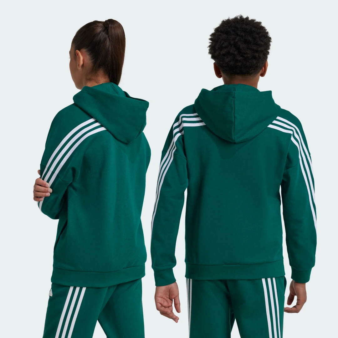 Detalle 2 de Chaqueta con capucha Future Icons 3 bandas de Adidas – verde