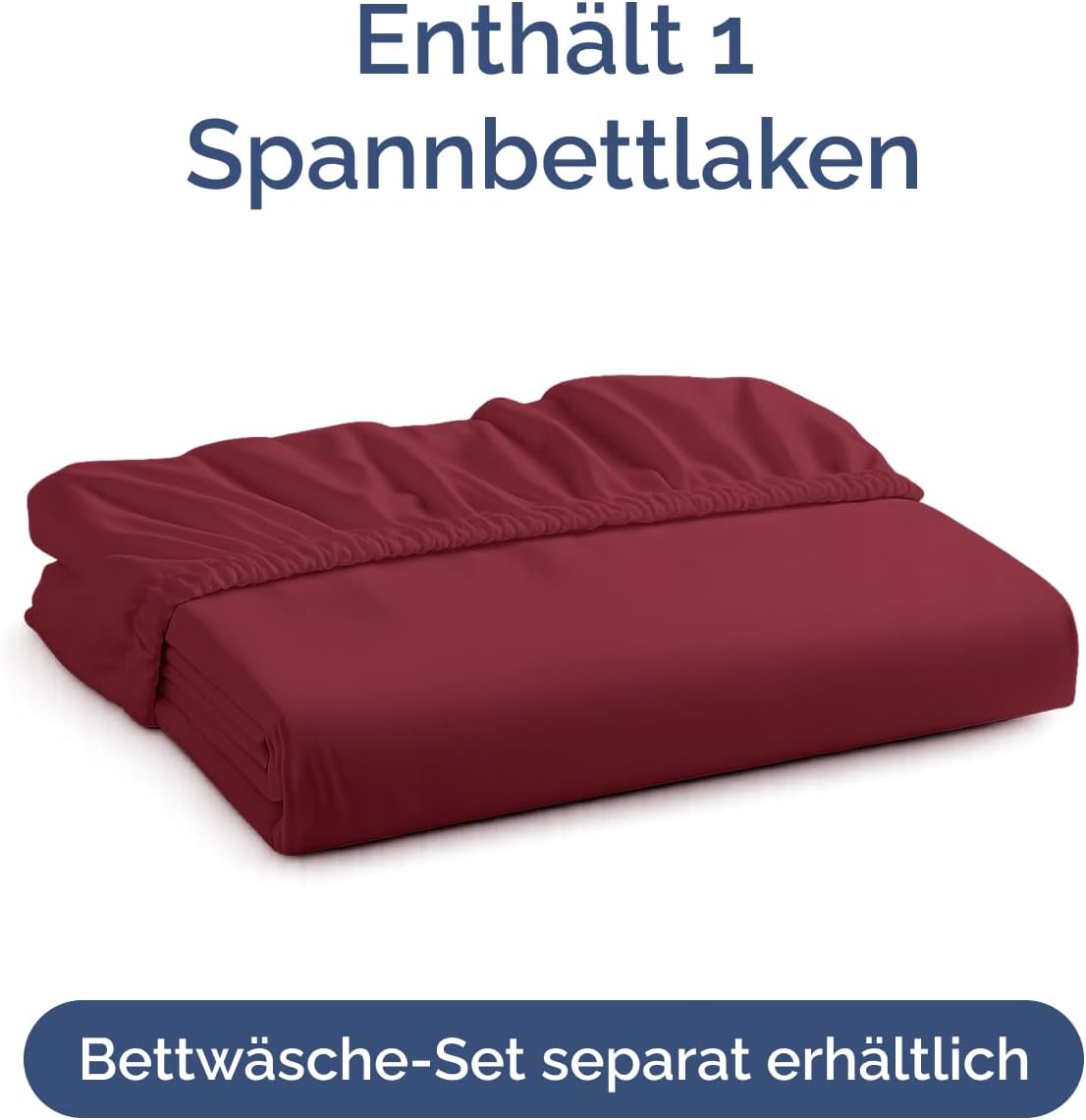 Thumbnail 3 de Spannbettlaken 140x200 Weinrot – Extra tiefes Laken für Matratzen bis 30 cm Höhe