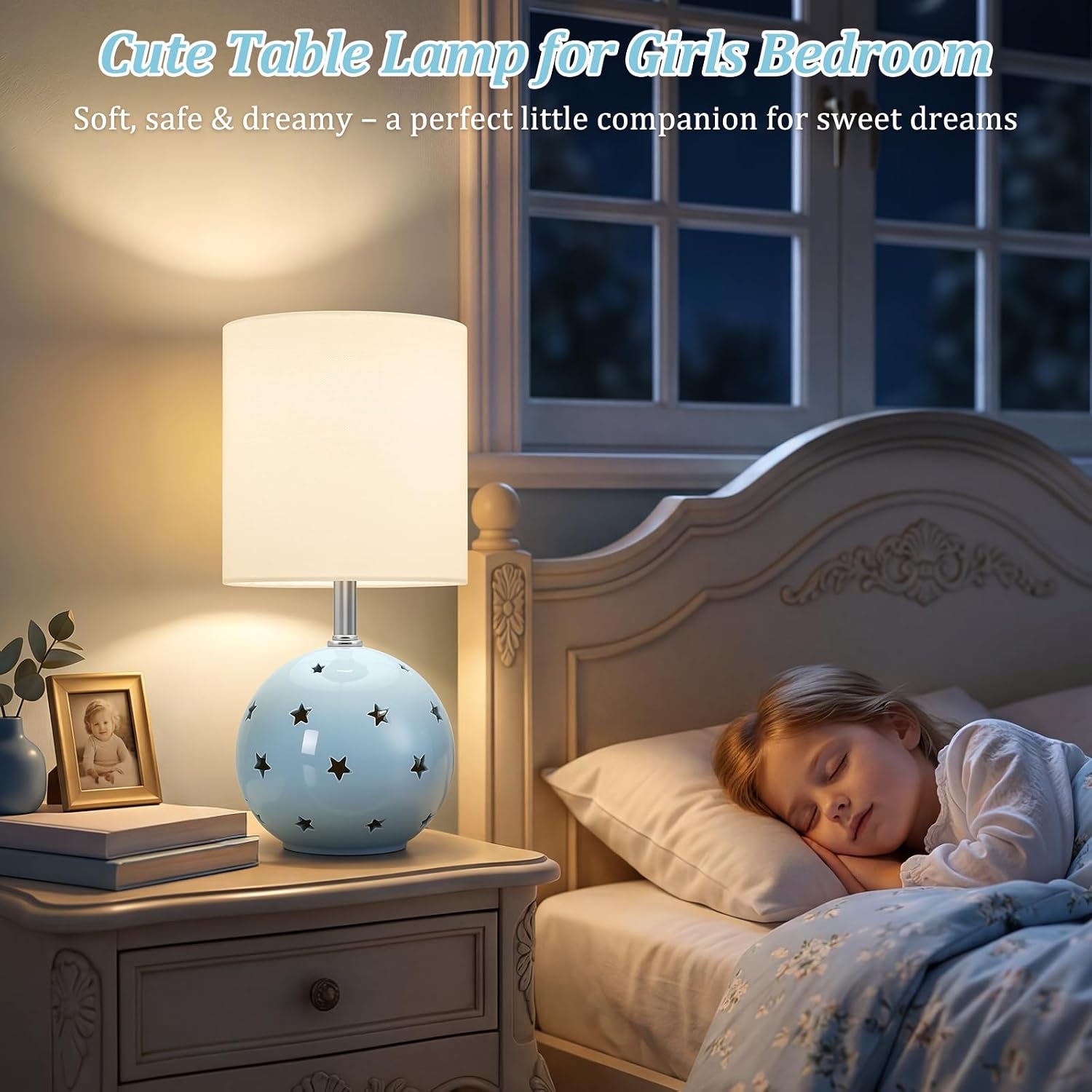 Detalle 2 de GyroVu G-1TL-230 Blue Ceramic Table Lamp, 14-Inch, Adjustable Colour Temperature