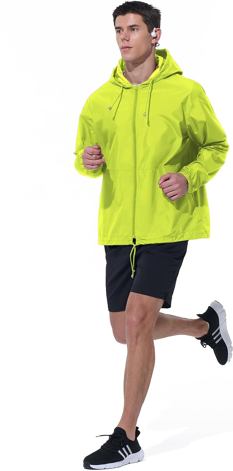 Detalle de UIQUR Men’s rain jacket raincoat windbreaker: waterproof, windproof and packable