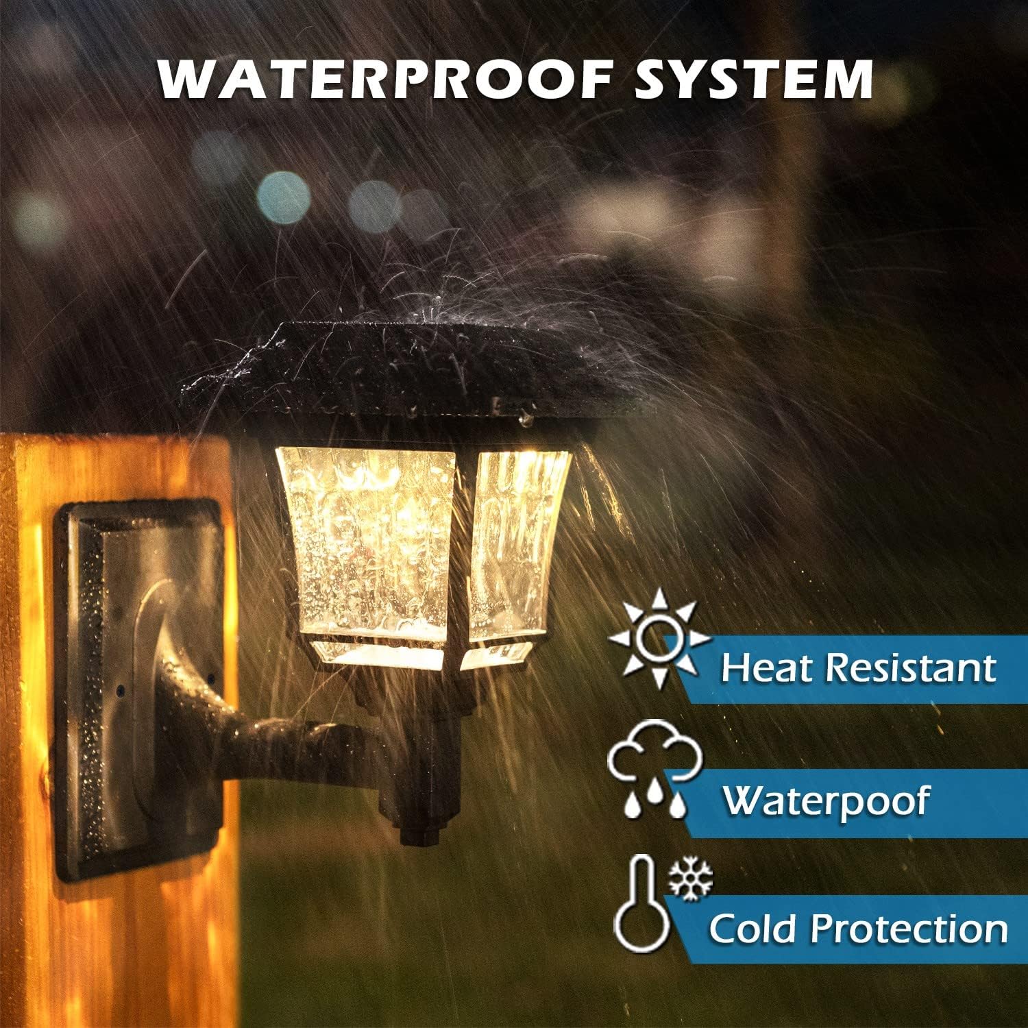 Detalle de LeiDrail Solar Fence Lights (2 Pack) with 2 Colour Modes – Waterproof IP55 Outdoor Wall Lights