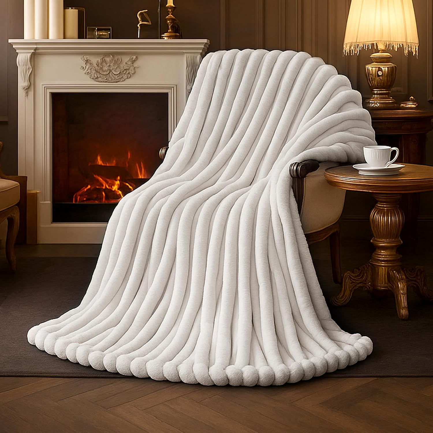 Detalle de Amélie Home Faux Fur Throw Blanket 55"x70"
