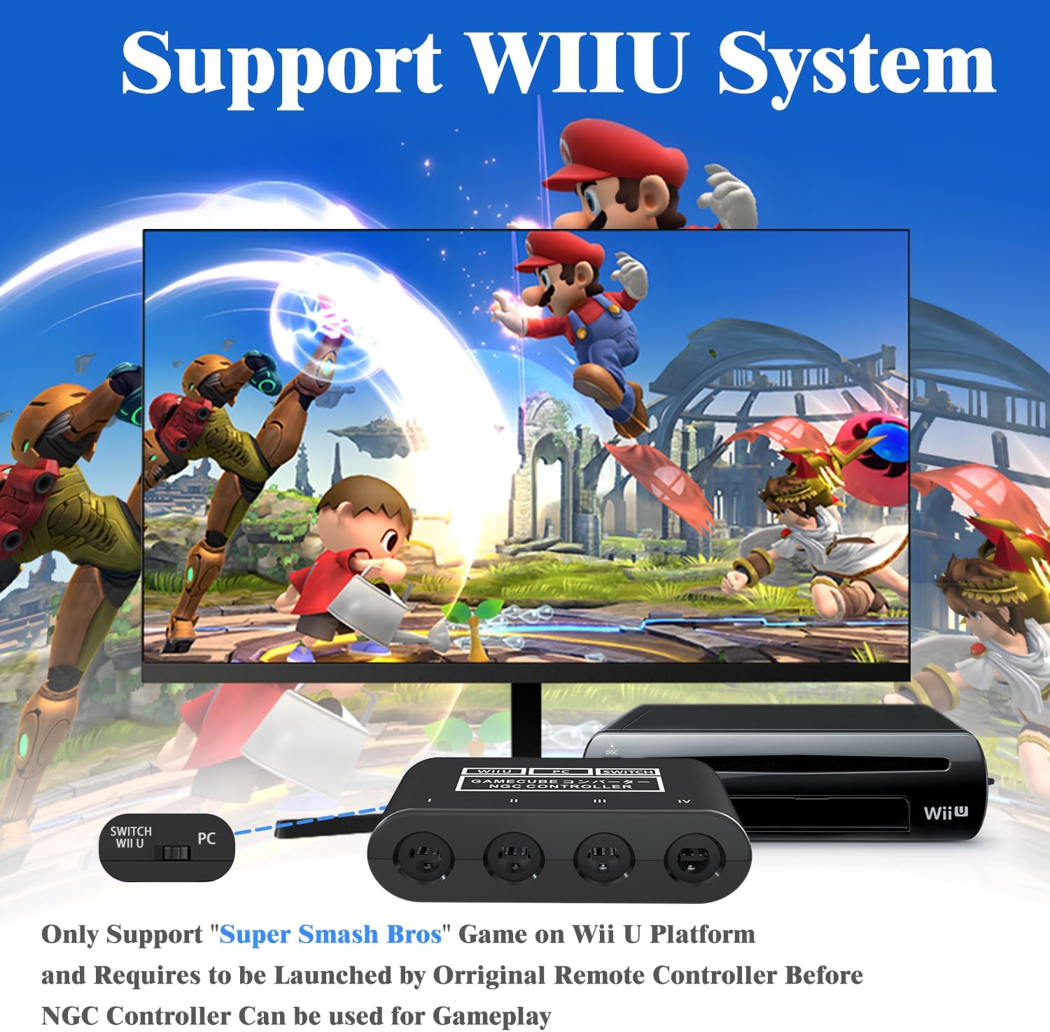 Thumbnail 3 de GameCube Controller Adapter for Nintendo Switch, Wii U, PC (Turbo & Vibration) — 180cm USB Cable