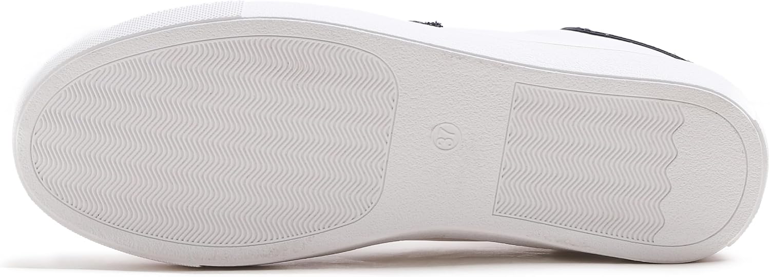 Detalle de Feversole Women's Featured PU Leather Lace-Up Stars Sneaker