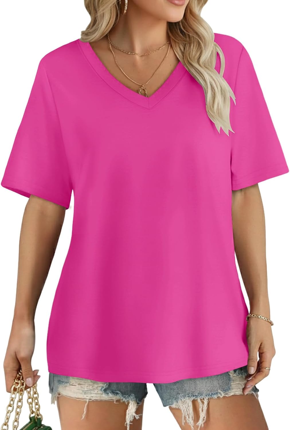 Detalle 2 de Cuptacc Oversized V-Ausschnitt T-Shirt