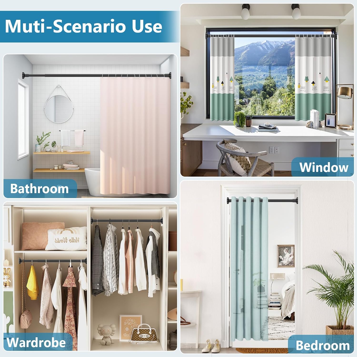 Thumbnail 4 de WELDUN Extendable Shower Curtain Rod 48–190 cm
