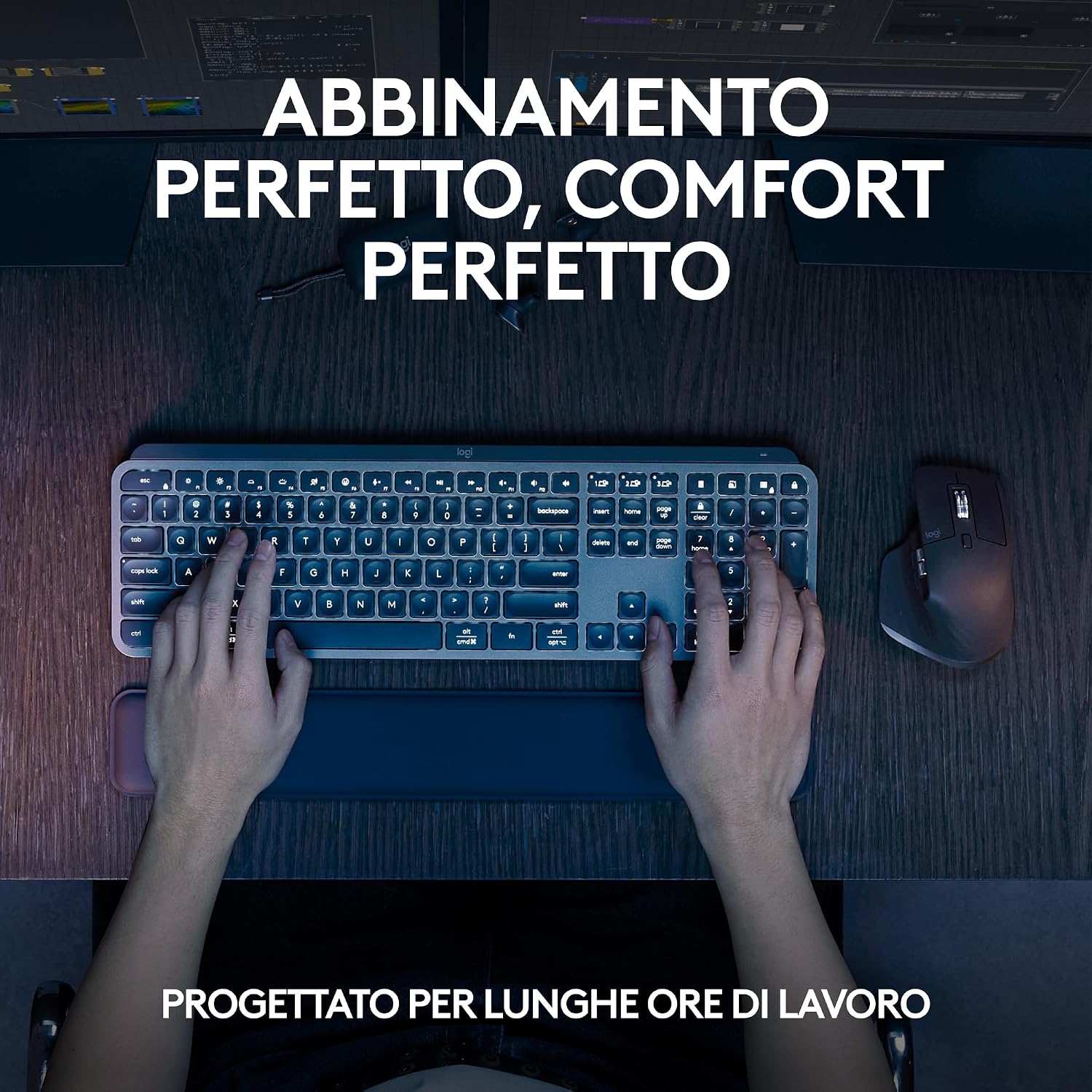 Thumbnail 1 de Logitech MX Keys S Combo: Tastiera e Mouse Wireless con Illuminazione Personalizzabile e Palm Rest (Italiano QWERTY Grafite)