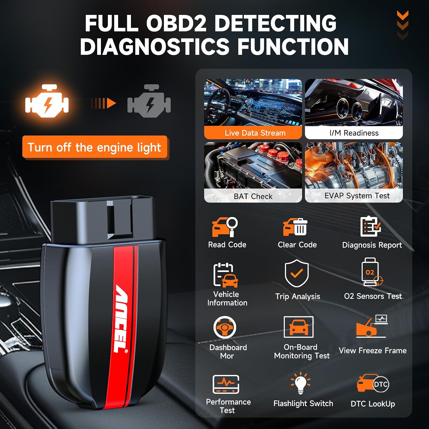 Thumbnail 1 de ANCEL BD200 OBD2 Bluetooth Scanner with Battery Test – UK Diagnostic Tool