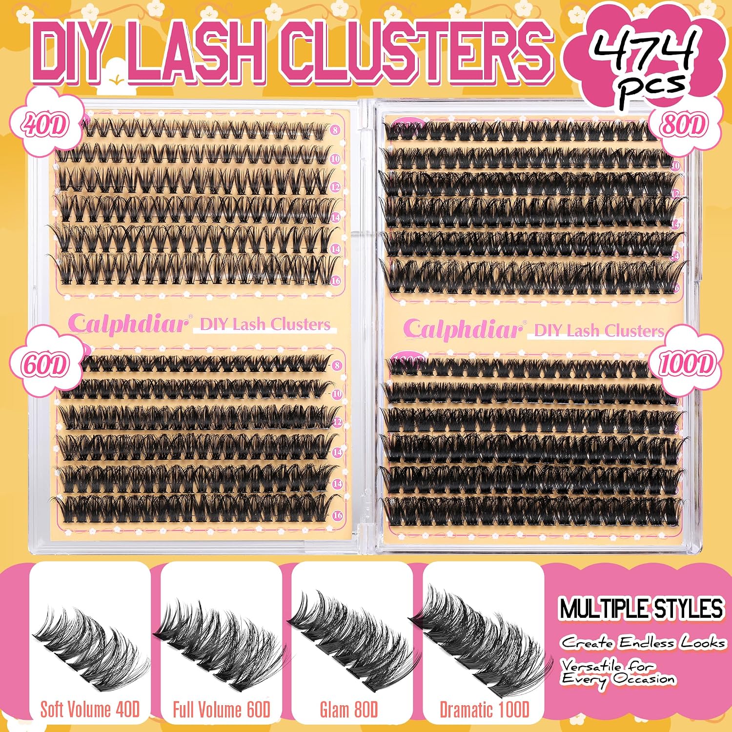 Detalle 2 de Calphdiar Eyelash Clusters 474 PCS 💄