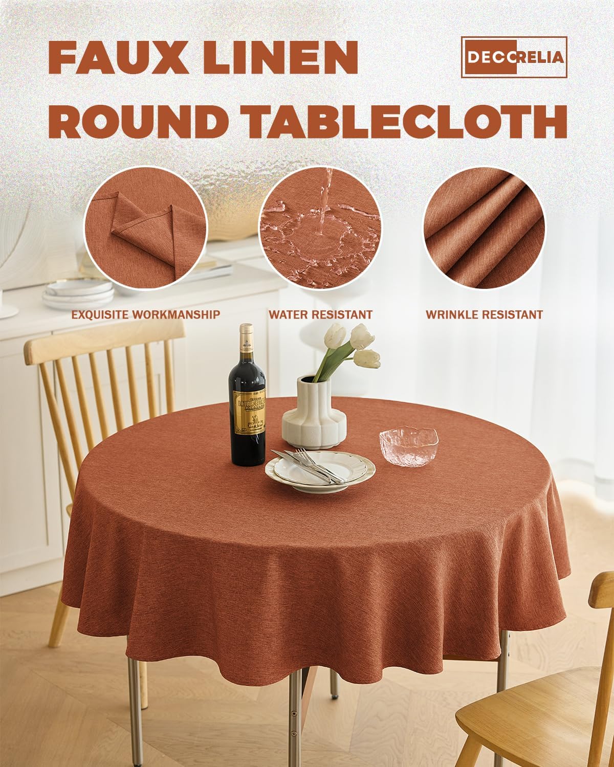 Detalle de Decorelia Round Tablecloth, 60-Inch