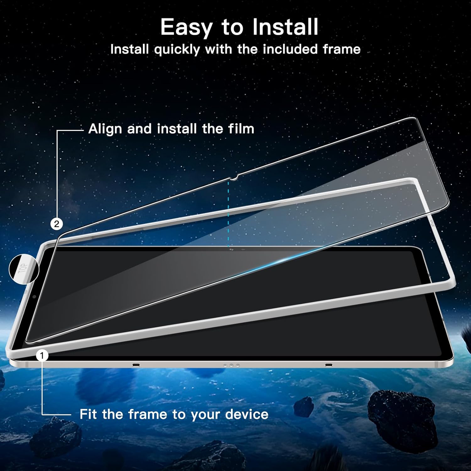 Thumbnail 2 de JETech Panzerglas-Schatzfolie für Samsung Galaxy Tab S10 Plus / Tab S9 Plus / Tab S9 FE Plus (12,4 Zoll) – HD, 2 Stück