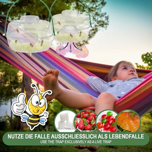 Detalle de com-four® 2 trampas para insectos de plástico – trampas colgantes sin matar con tapa extraíble