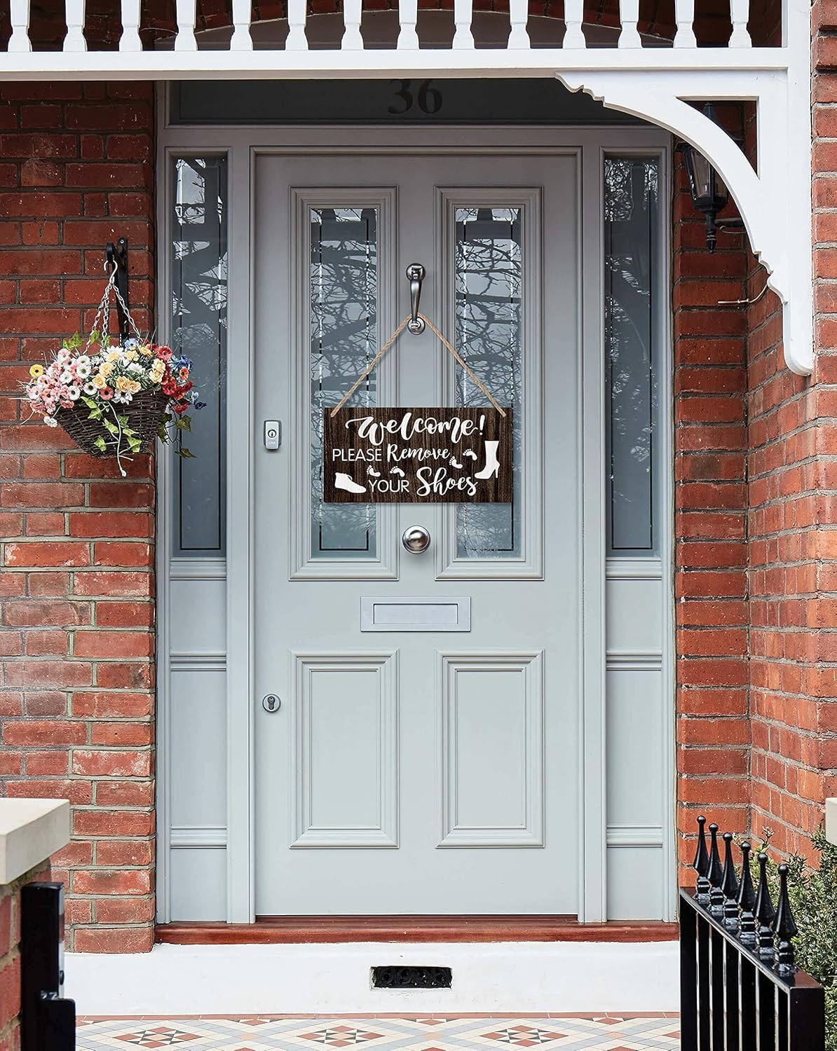 Thumbnail 3 de CHDITB Welcome Please Remove Your Shoes Wood Sign Plaque – Rustic Door Sign for Home Entry
