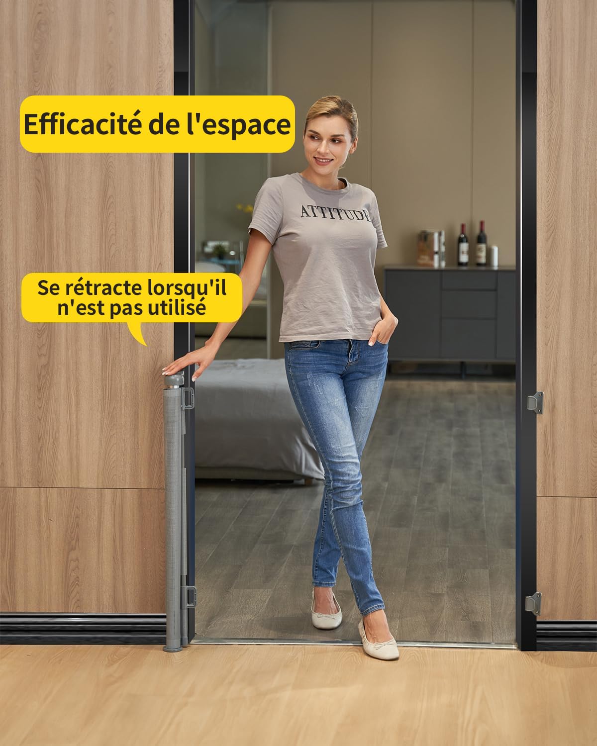 Thumbnail 3 de Patywaga ausziehbares Treppenschutzgitter (0–140 cm) mit Kindersicherung, grau