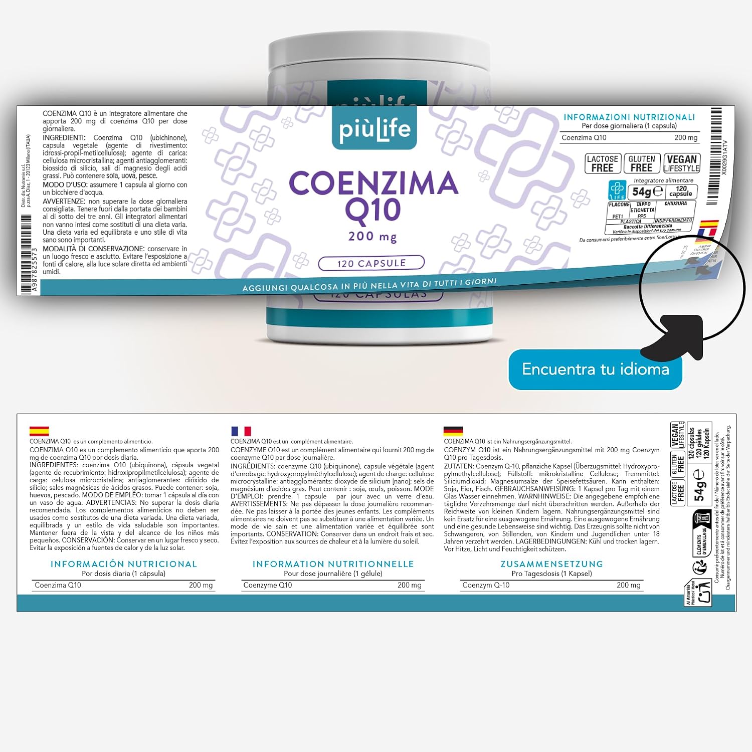 Thumbnail 6 de Coenzima Q10 PiùLife 200 mg 120 cápsulas