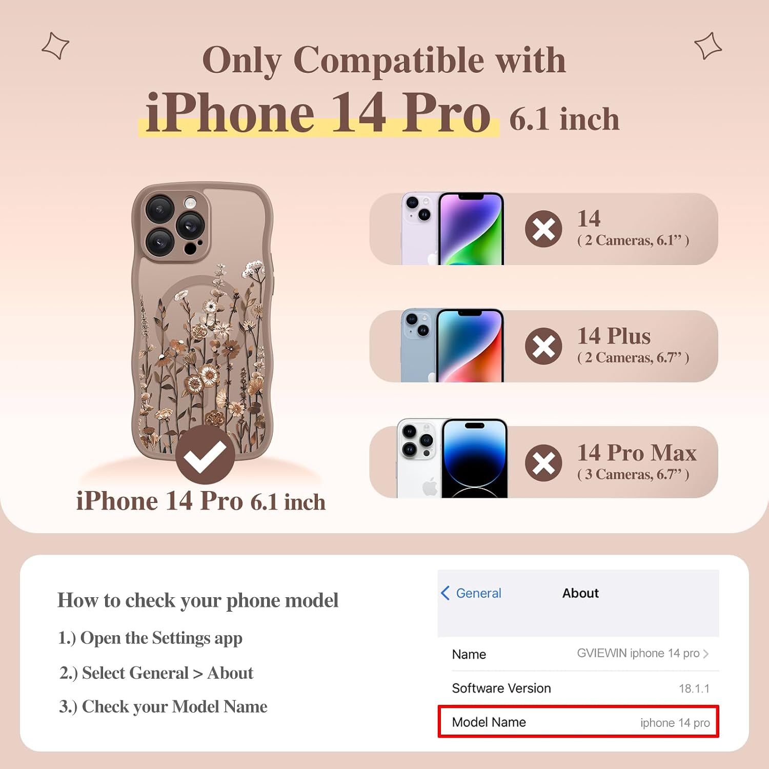 Thumbnail 1 de GVIEWIN Cute iPhone 14/13 Case with MagSafe