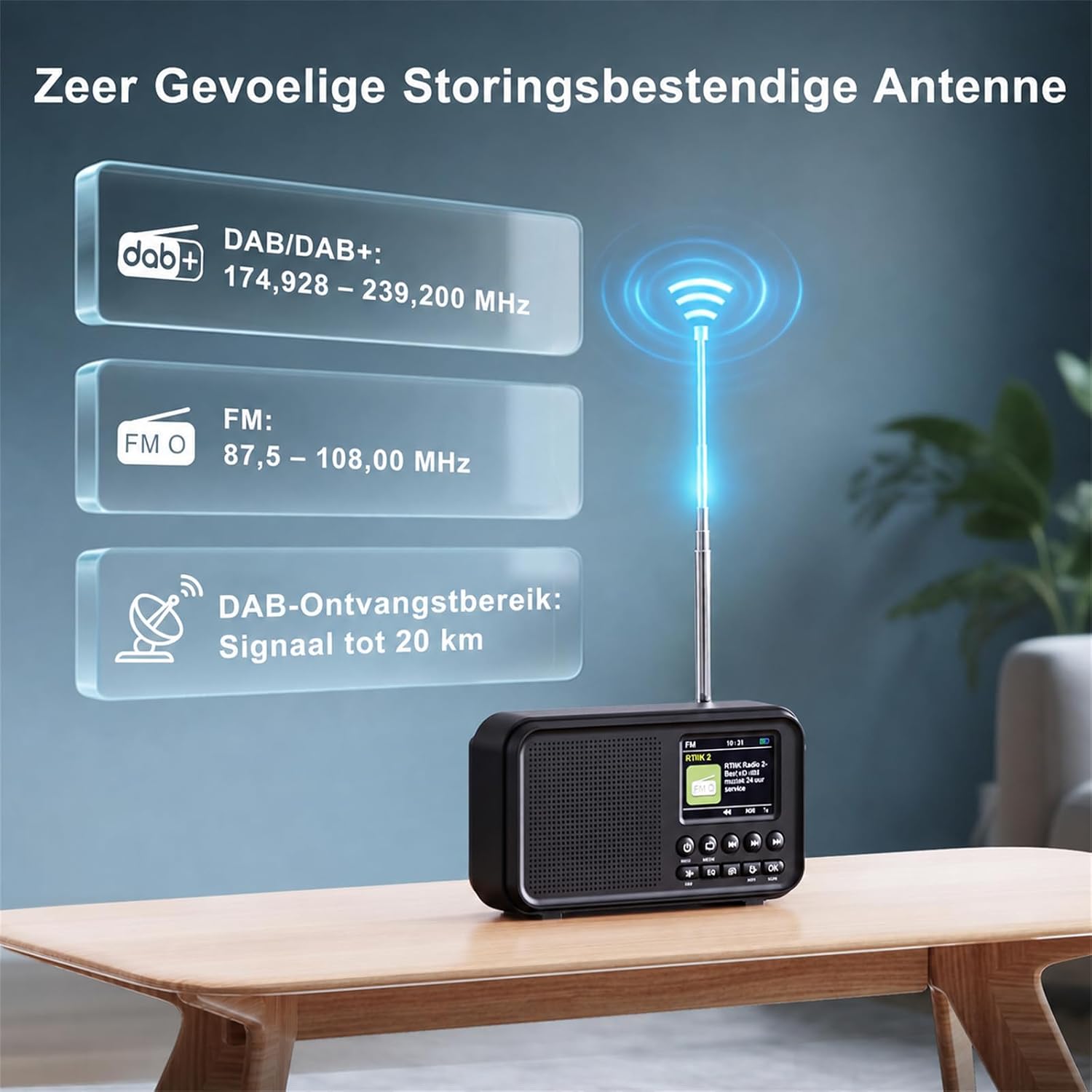 Detalle 2 de ROCAM CR1031DAB draagbare DAB/DAB+/FM-radio met Bluetooth en kleurenscherm