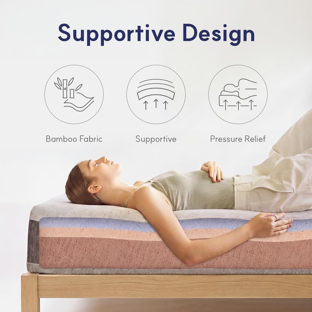 Detalle de LIFEMENT E-GEL-01 12-Inch Queen Copper-Infused Gel Memory Foam Mattress