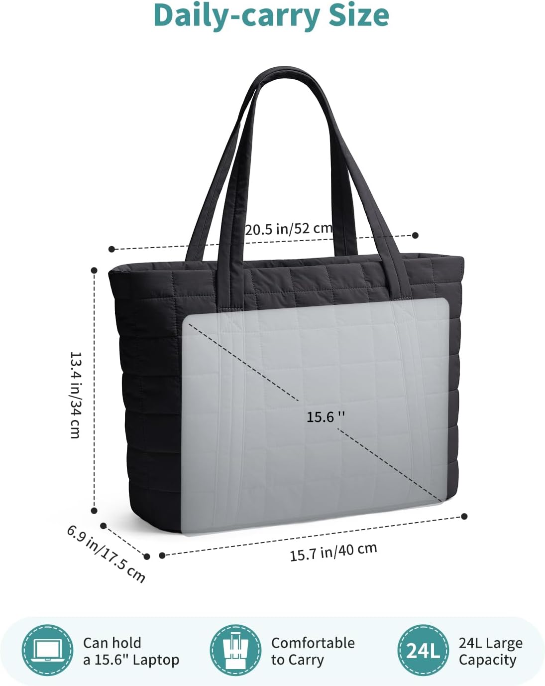 Thumbnail 6 de Narwey quilted tote bag 15.6-inch laptop