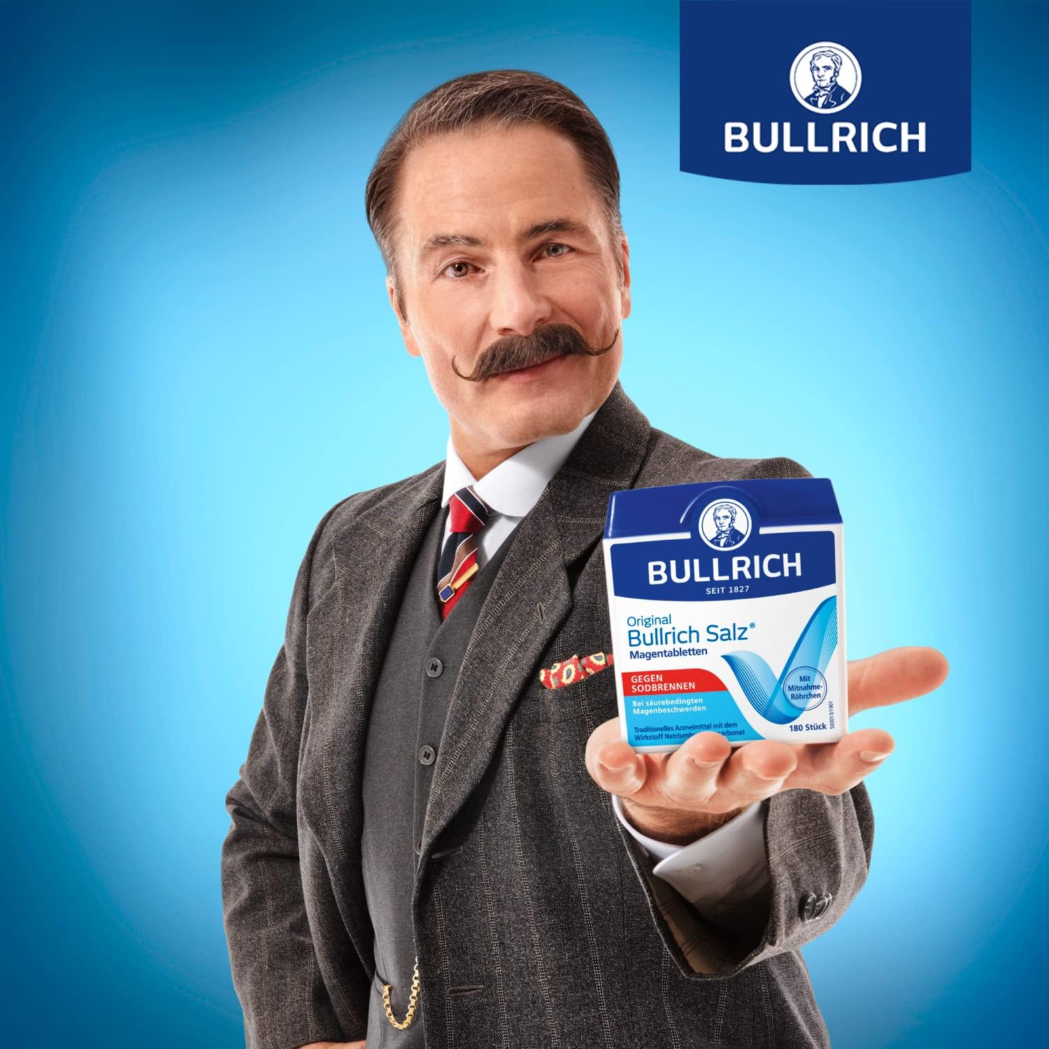 Detalle de Original Bullrich Salz® – Schnelle Hilfe bei Sodbrennen und säurebedingten Magenbeschwerden, vegan, 180 Tabletten (2er Pack)