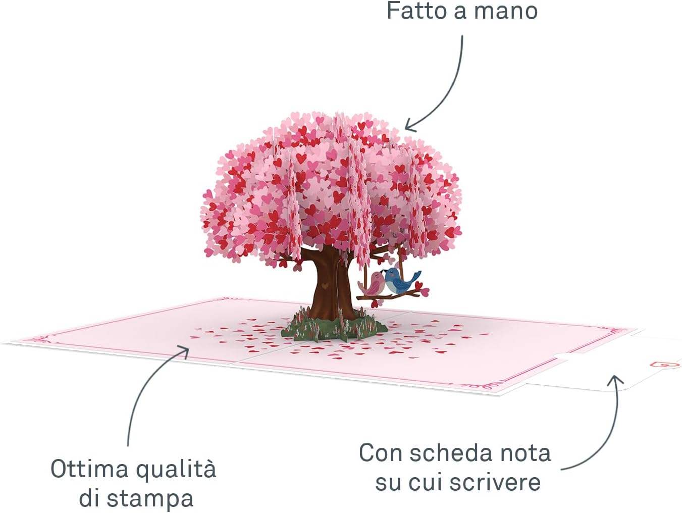 Thumbnail 1 de papercrush® Pop-up biglietto 3D “Albero di cuore” con tortora
