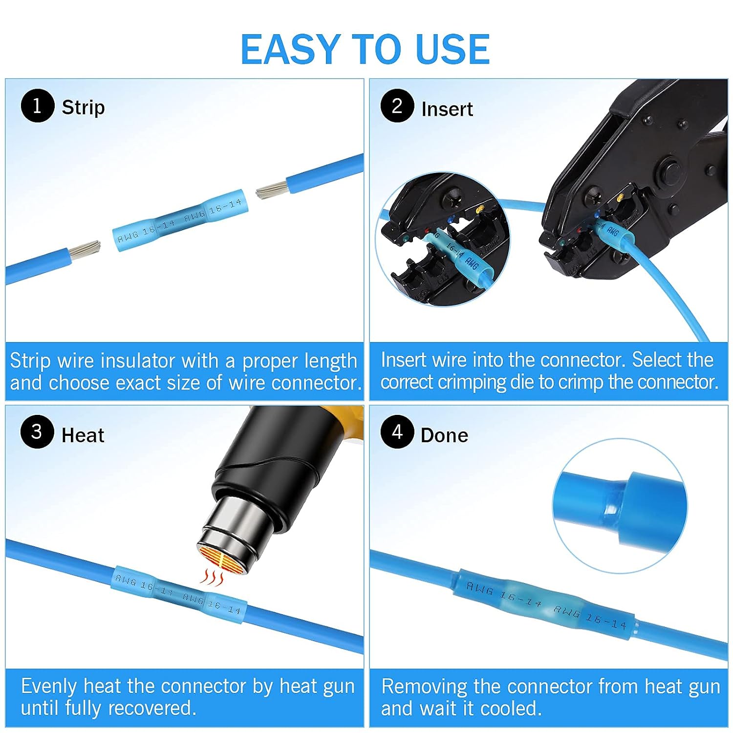 Thumbnail 6 de Kuject CC270 Heat Shrink Butt Connectors, 270-Piece Copper Wire Kit