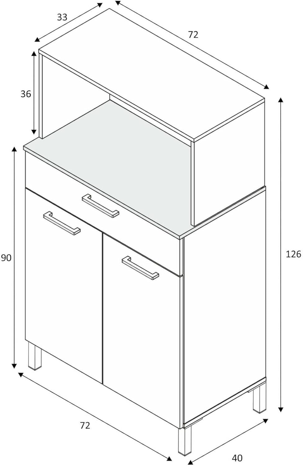 Detalle 2 de Dmora Armadio multiuso 2 ante Norman – Bianco e Rovere, 72x40x126 cm
