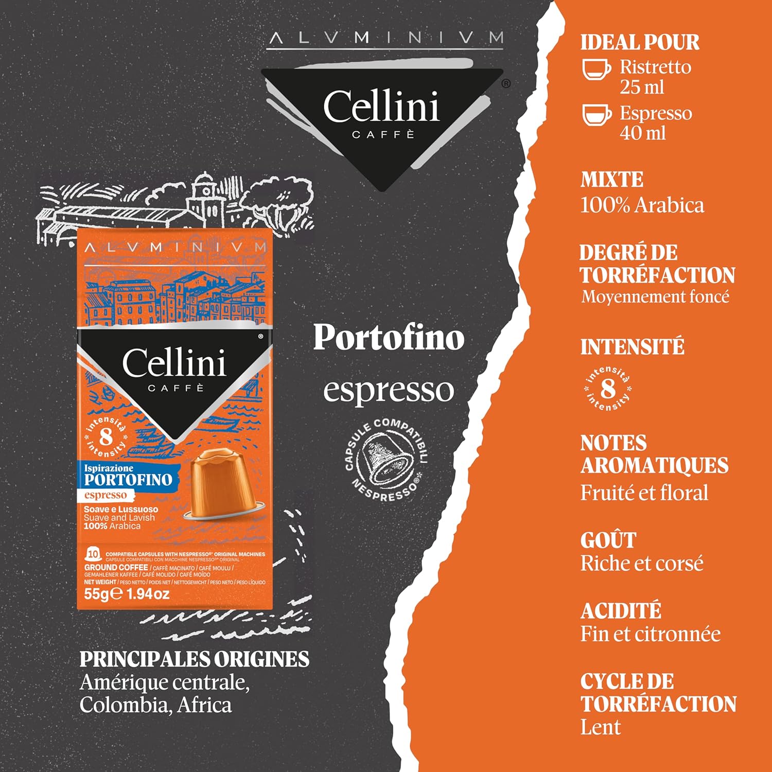 Thumbnail 4 de Café Cellini Capsules Aluminium compatibles Nespresso Portofino – 100 capsules (Italie)