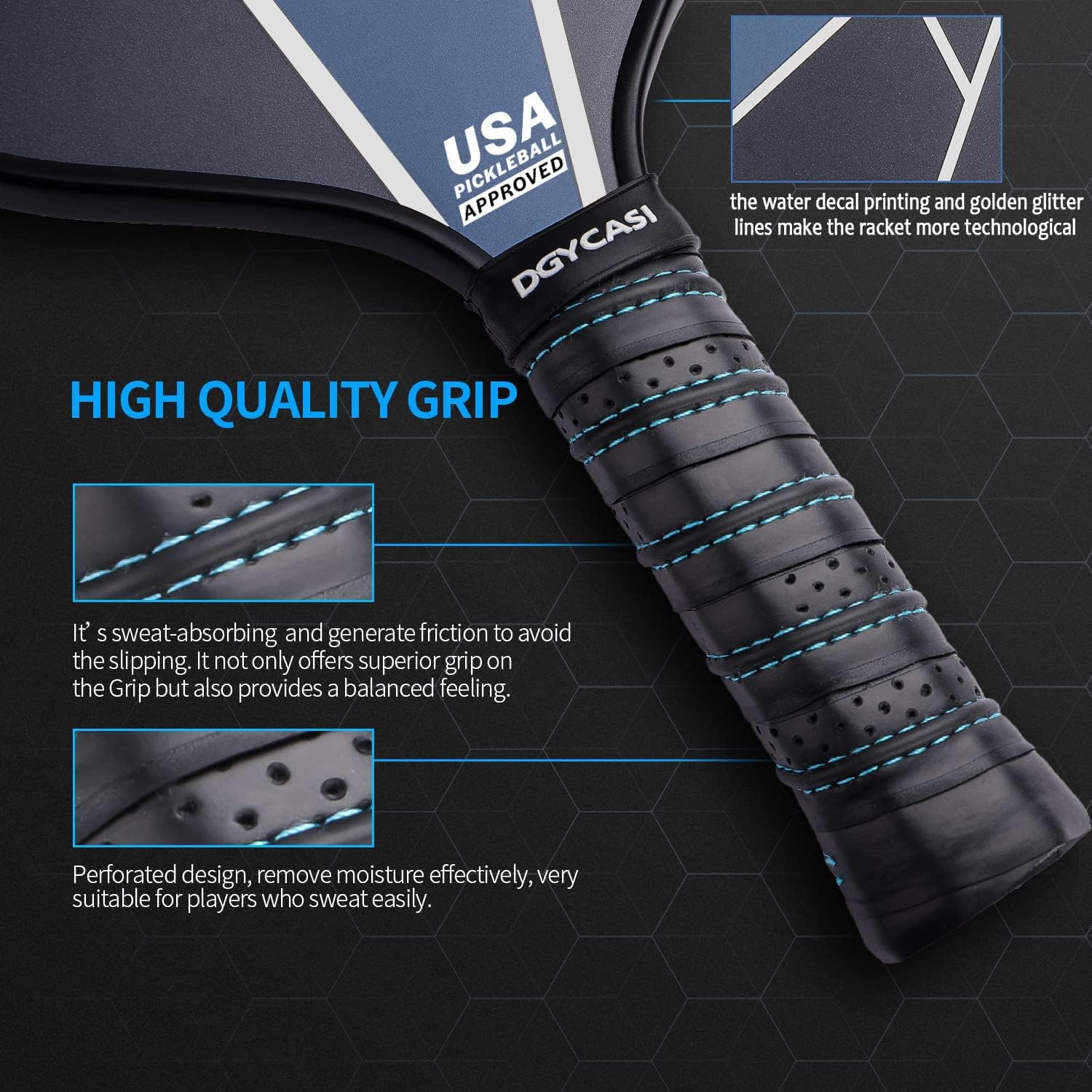 Detalle 2 de YC DGYCASI Pickleball Paddle Set, Carbon Fibre