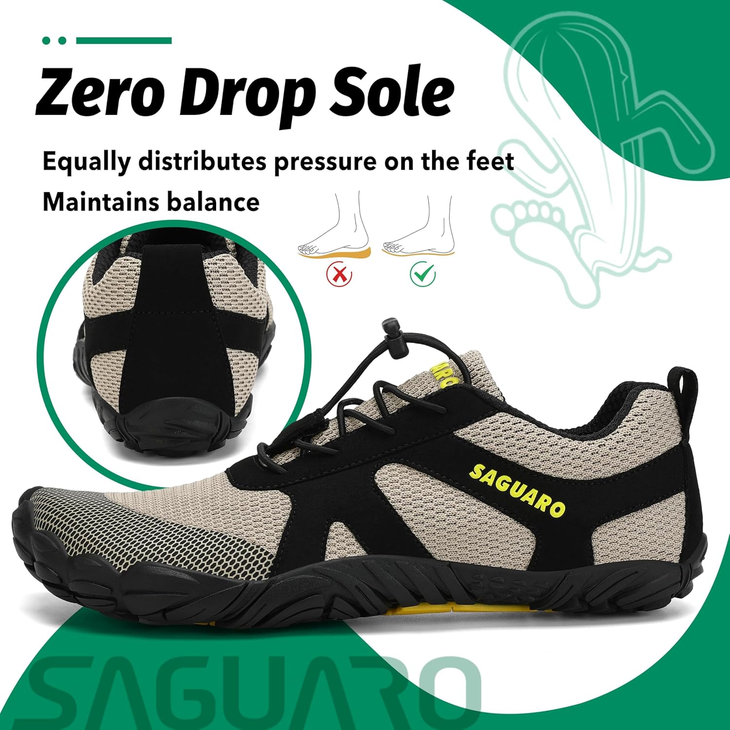 Detalle de SAGUARO Unisexe Chaussures Minimaliste pour Fitness et Multisports – Indoor & Outdoor