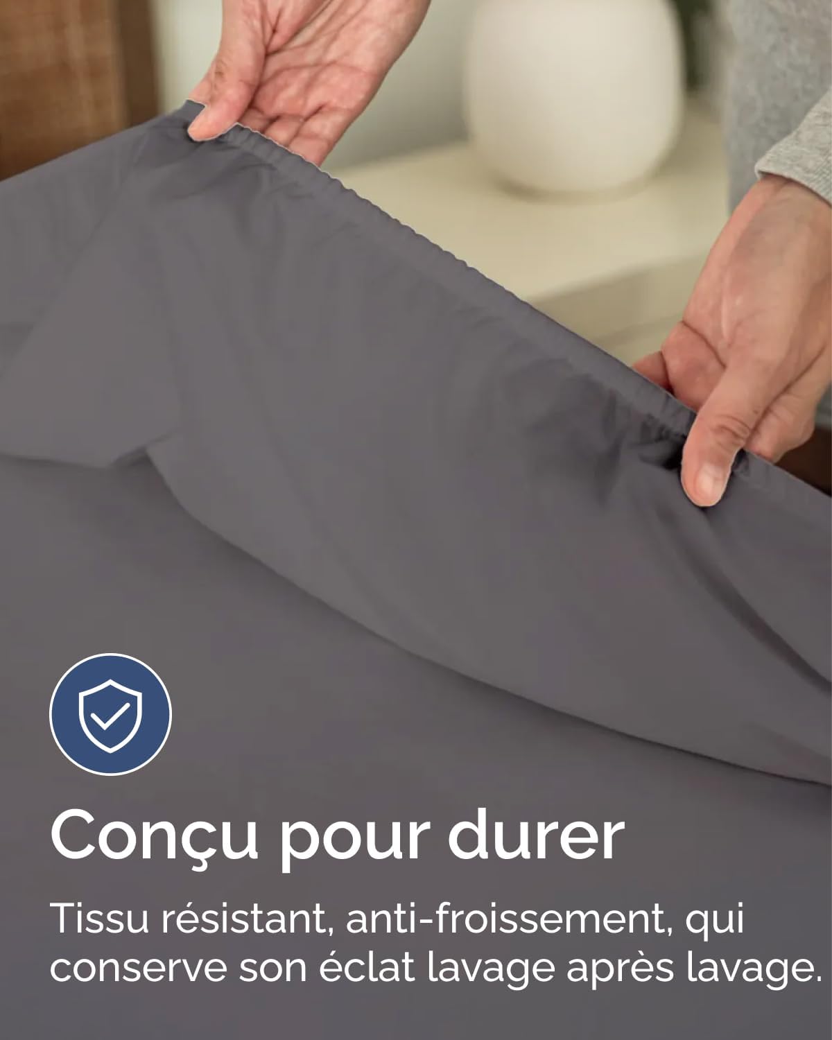 Thumbnail 5 de Drap housse CGK Unlimited 140x200 cm bonnet 40 cm extra profond en microfibre gris foncé
