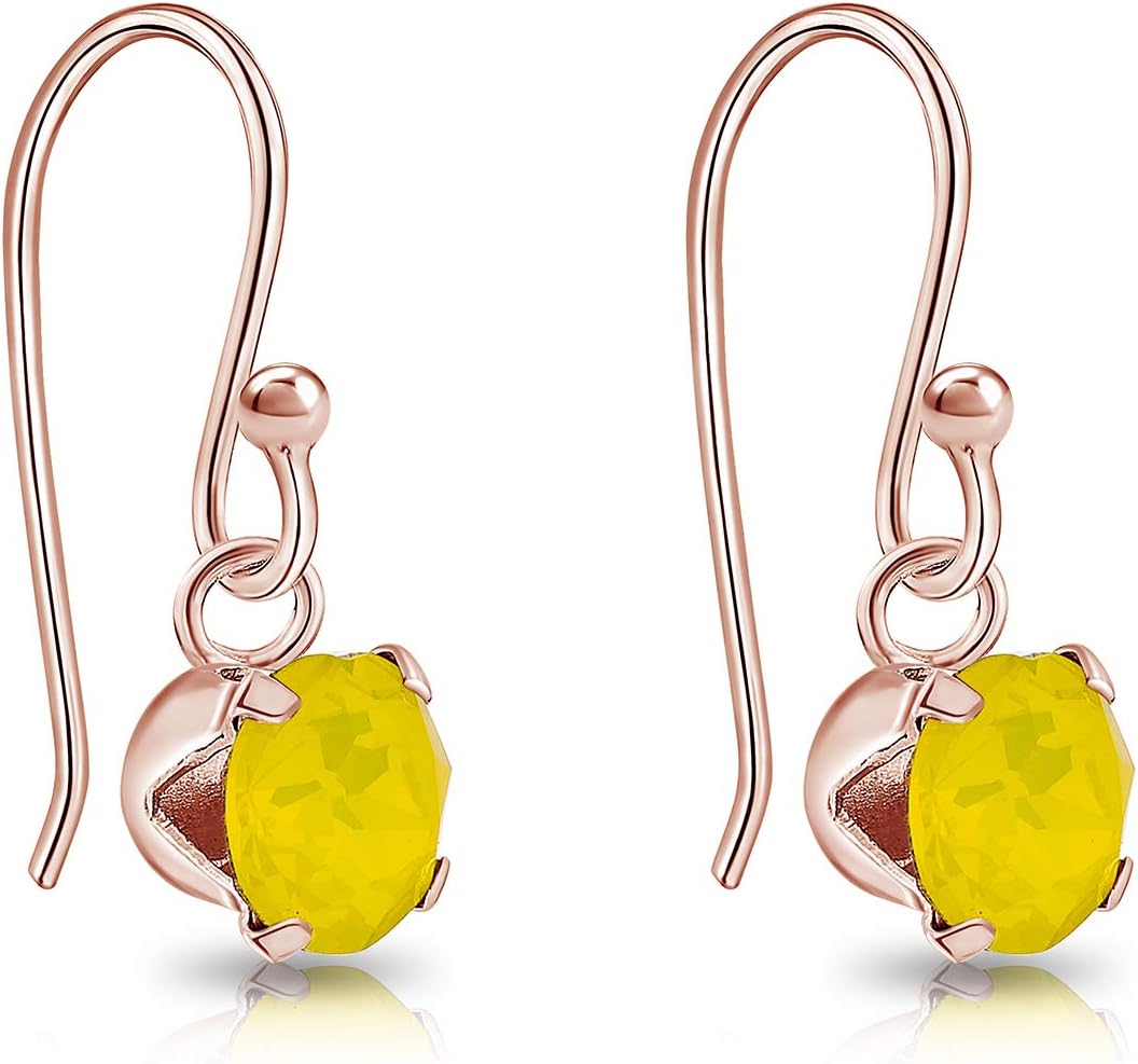 Detalle de DTPsilver Damen Haken Ohrringe 925 Sterling Silber Rosévergoldet mit Swarovski Elements, 6 mm Ø