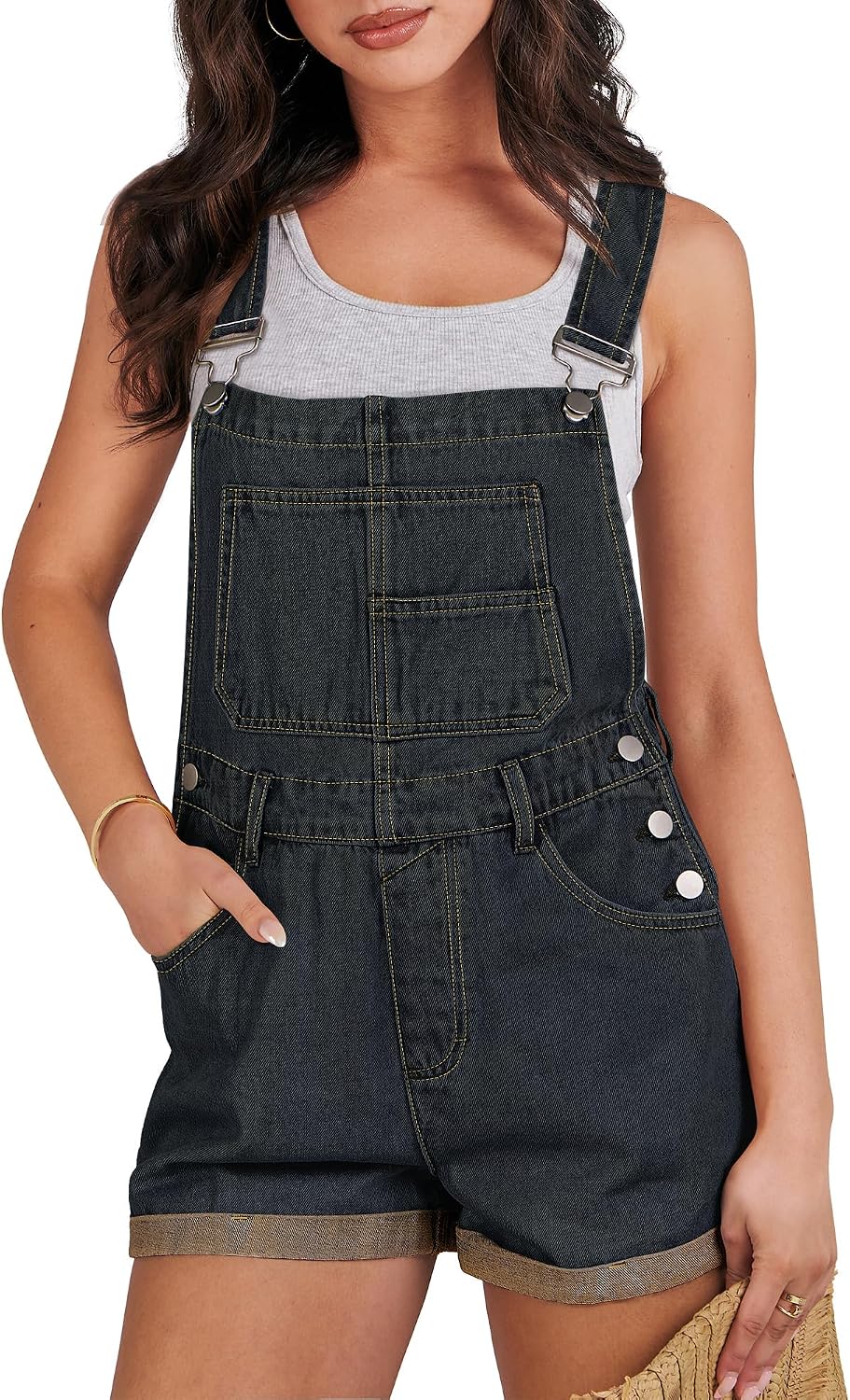 Detalle de ANRABESS Women's Denim Overalls Romper Jumpsuit