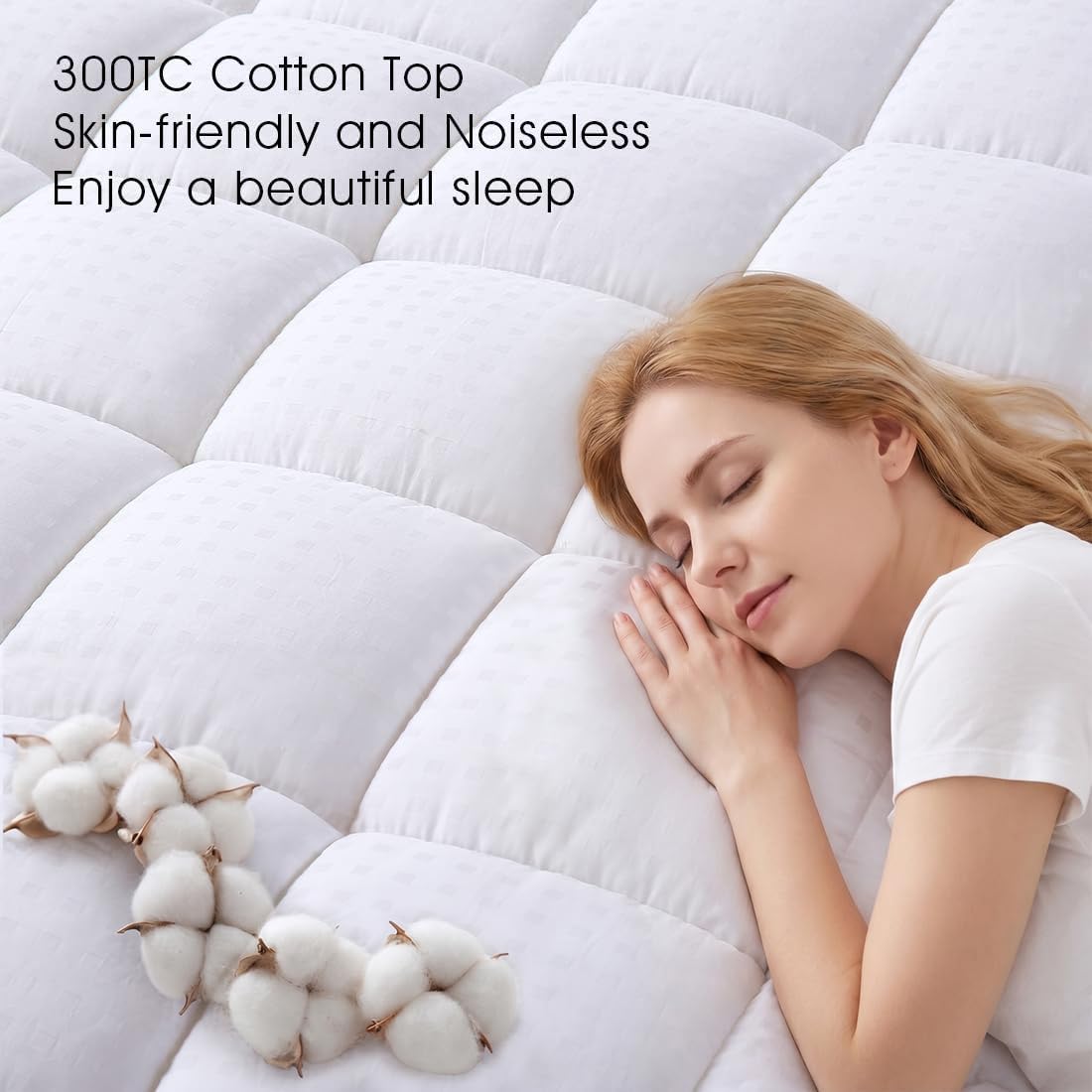 Thumbnail 3 de EASELAND King Quilted Mattress Pad Cover (Deep Pocket, 21"), Cotton Top & Down-Alternative Fill