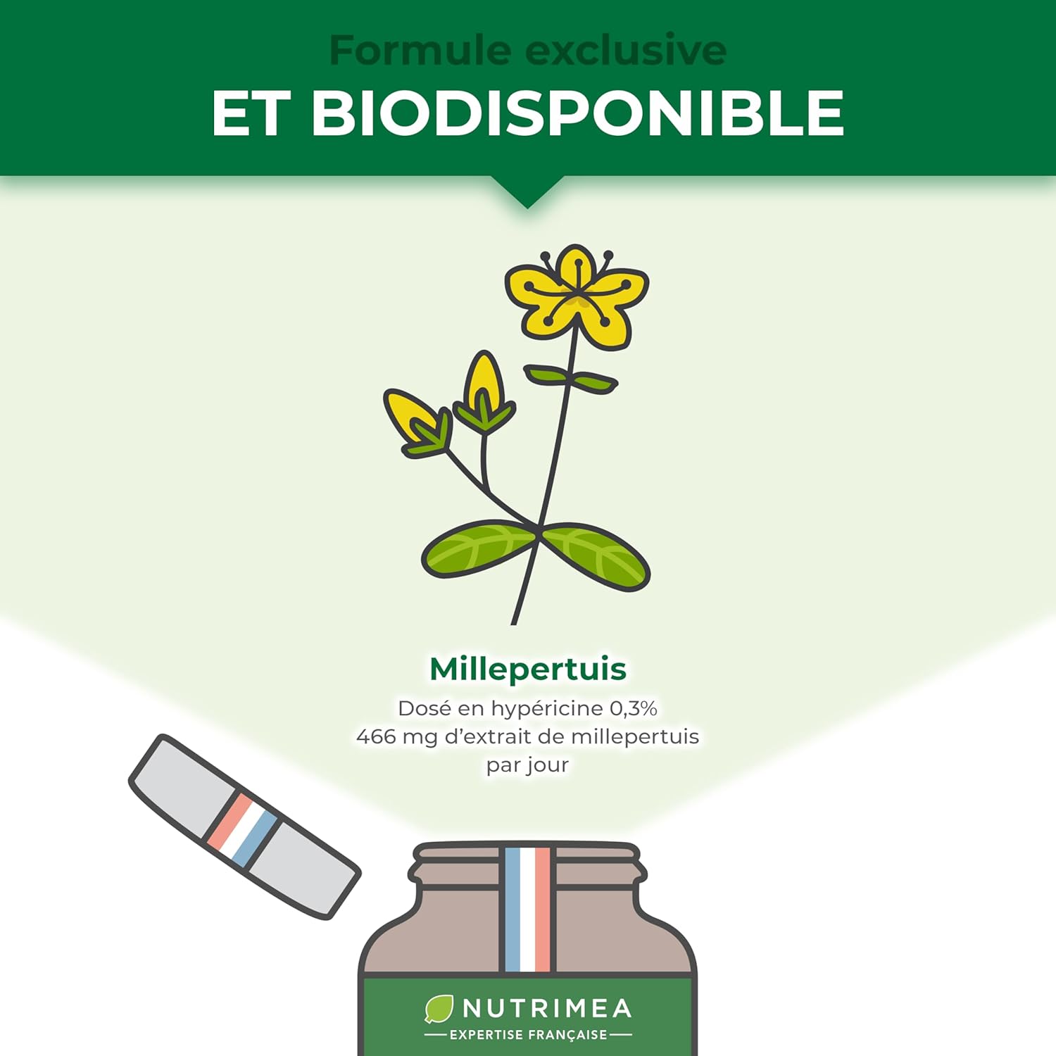 Thumbnail 3 de Nutrimea Millepertuis titré 10:1 (4660 mg) – 90 gélules vegan pour déprime saisonnière, stress et sommeil