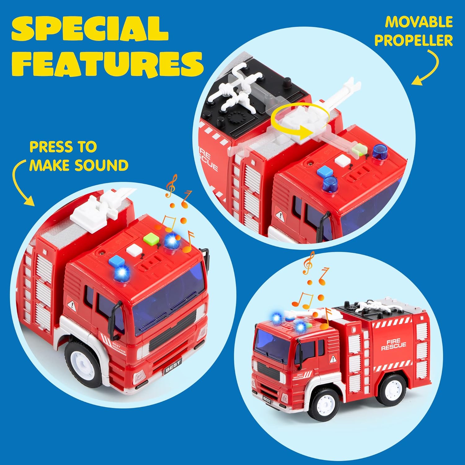 Thumbnail 5 de JOYIN 4 Packs Emergency Vehicle Toy Playsets: Friction-Powered Lights & Sounds Rescue Vehicles