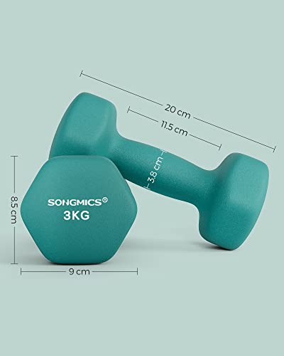 Thumbnail 7 de SONGMICS Set of 2 Hex Dumbbells, 2 x 3 kg, PVC Coating