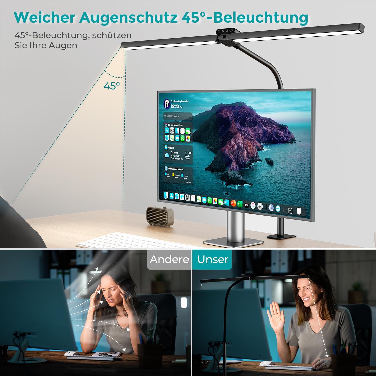 Thumbnail 3 de vatato Doppelkopf Schreibtischlampe LED 80 cm