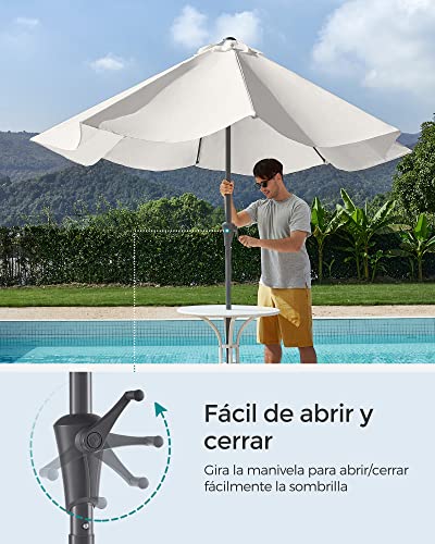 Detalle de SONGMICS Sombrilla de Jardín 300 cm GPU30BE: protección UPF 50+, inclinación bidireccional y manivela para patio y piscina