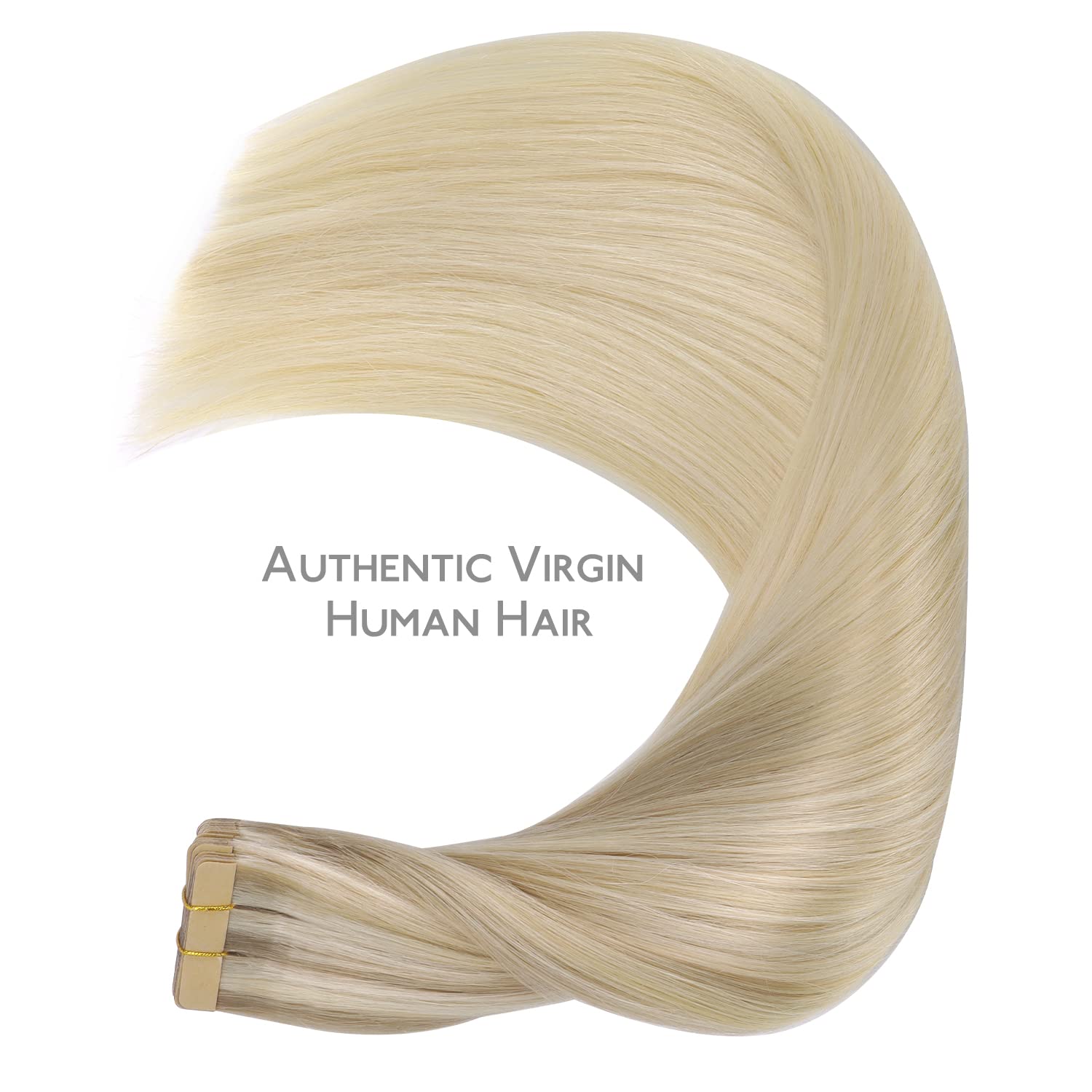 Detalle de WENNALIFE Tape Extensions aus Remy-Echthaar, 20 Stk. (50 g), 35 cm – Aschblond bis Platinblond