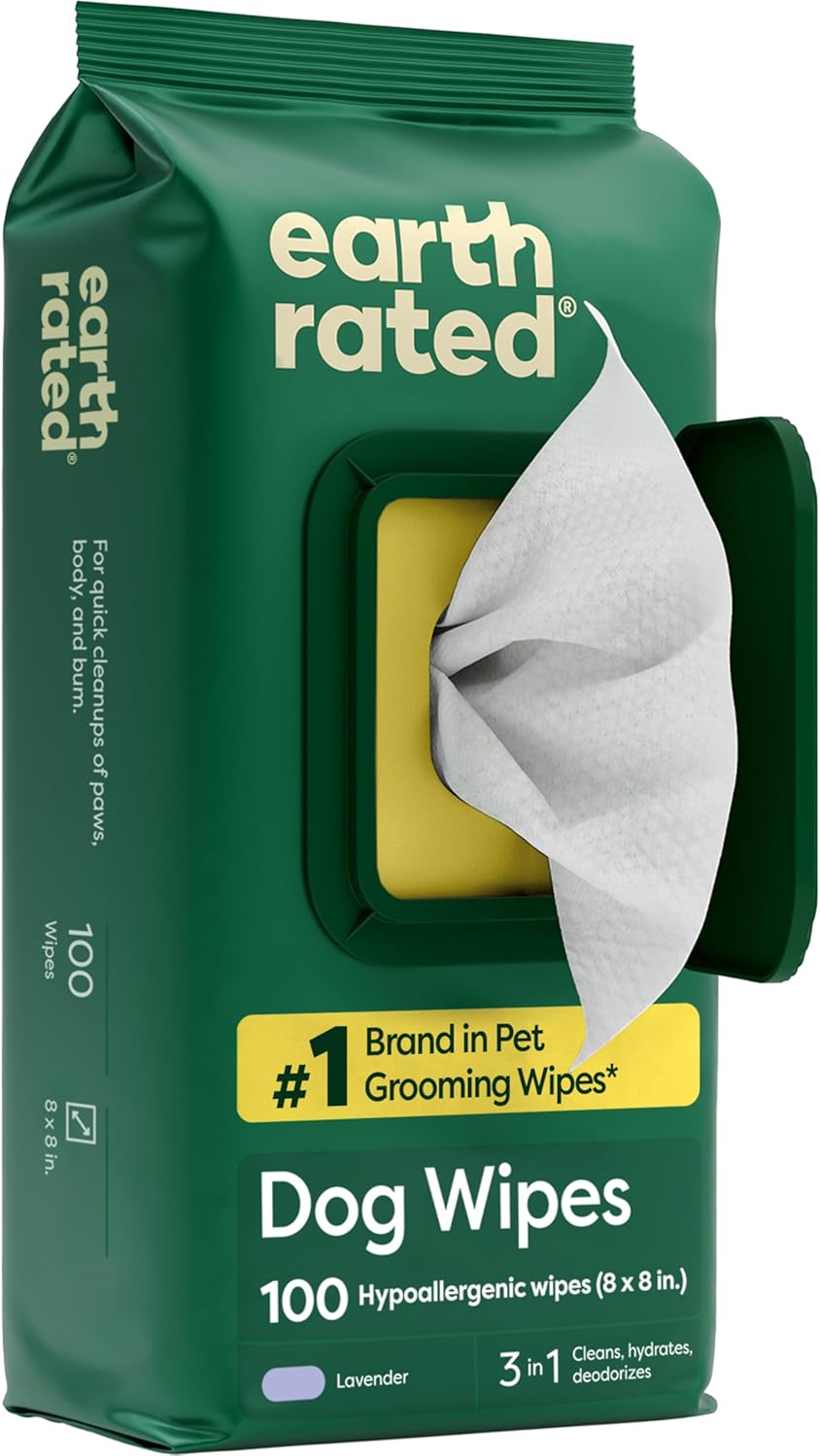 Detalle de Earth Rated Salviette ipoallergeniche per Cani con profumo di lavanda, 100 pezzi