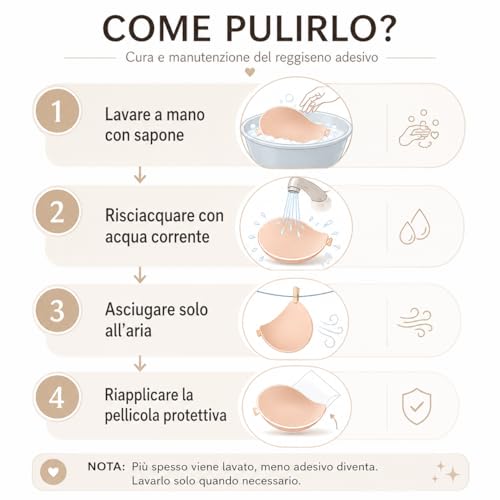 Detalle 2 de QM Reggiseno Adesivo Push Up Frontale – Coppa A a D, Nero o Pelle, 2 Paia