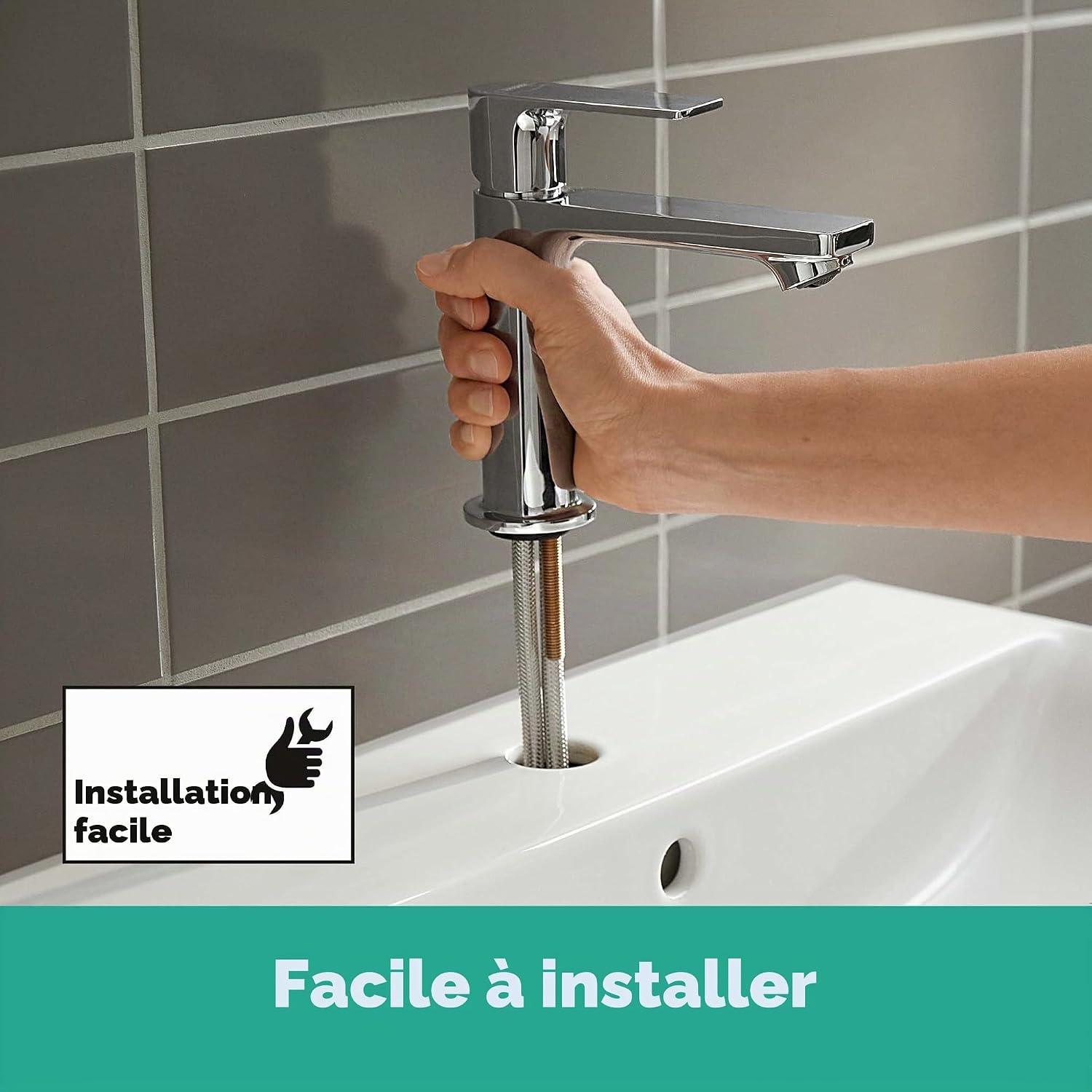 Thumbnail 5 de Hansgrohe Mitigeur de Lavabo Rebris E – Chromé, CoolStart, hauteur sous bec 110 mm, tirette et vidage