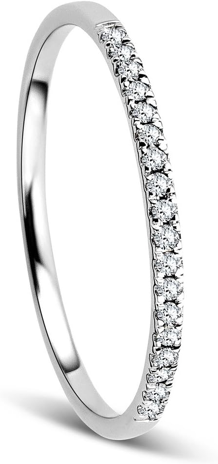 Detalle de OROVI Anello Donna 9Kt Oro Bianco con Diamanti – Eleganza fatta a mano