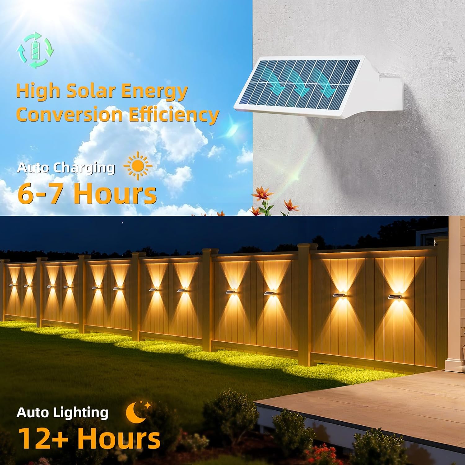 Thumbnail 5 de NIORSUN Lampada solare da esterno IP65 8 pezzi 3000K/4000K/6500K + RGB, luce verso l’alto e il basso