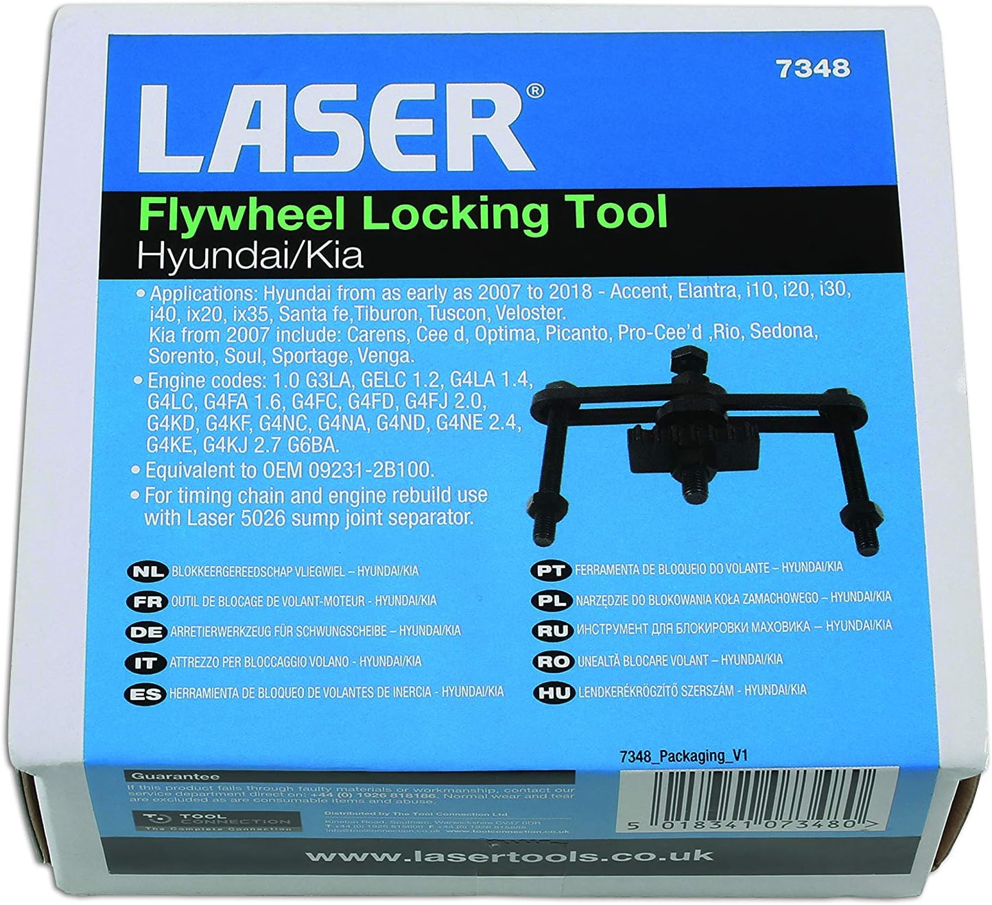 Detalle de Laser 7348 svänghjulslåsverktyg för Hyundai och Kia, bensin och diesel