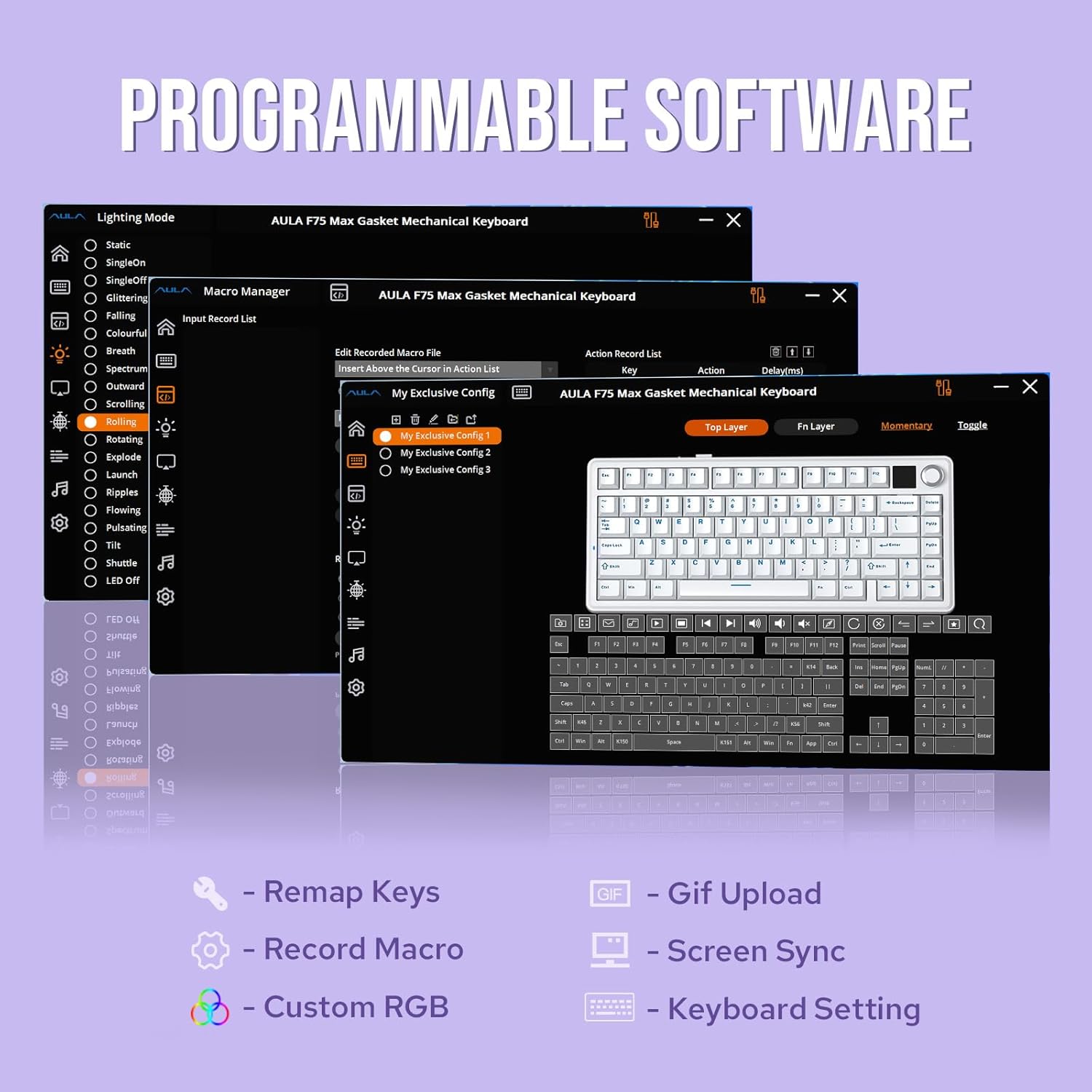 Thumbnail 6 de EPOMAKER X Aula F75 Max Wireless Mechanical Keyboard (75% w/ TFT screen & knob, hot-swappable)
