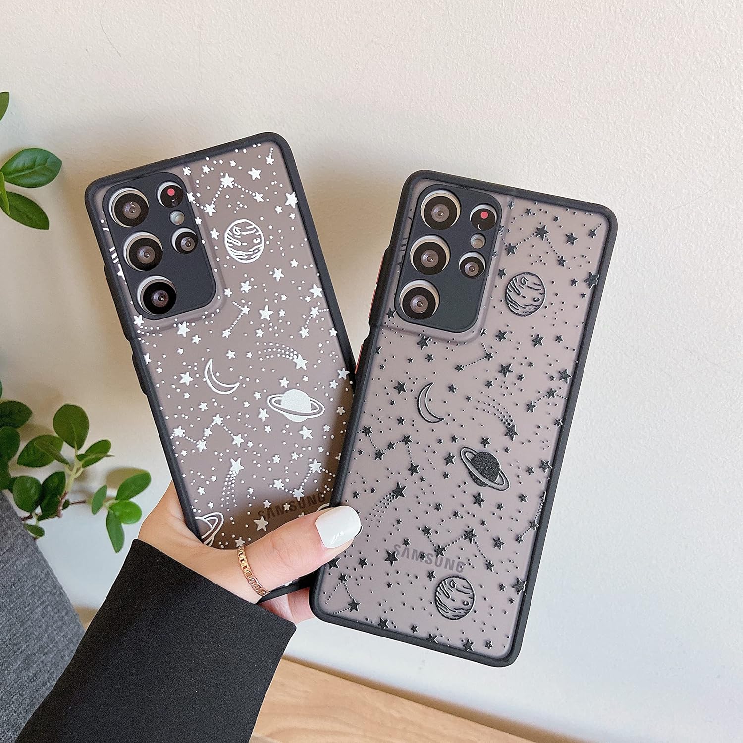 Thumbnail 3 de ZTOFERA Planet Sky Star Pattern Case for Samsung Galaxy S25 Ultra 5G (6.9") — Frosted Clear Back, Black Sky