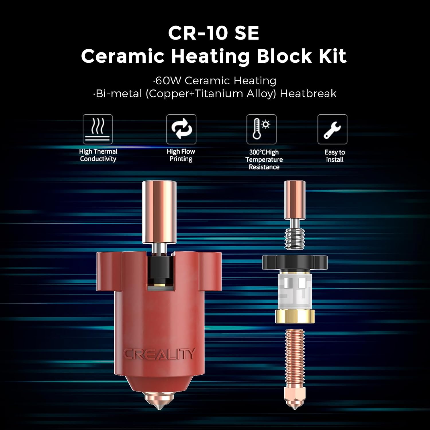 Thumbnail 1 de Creality CR-10 SE用ホットエンドキット、300°C対応・60Wセラミック加熱リング