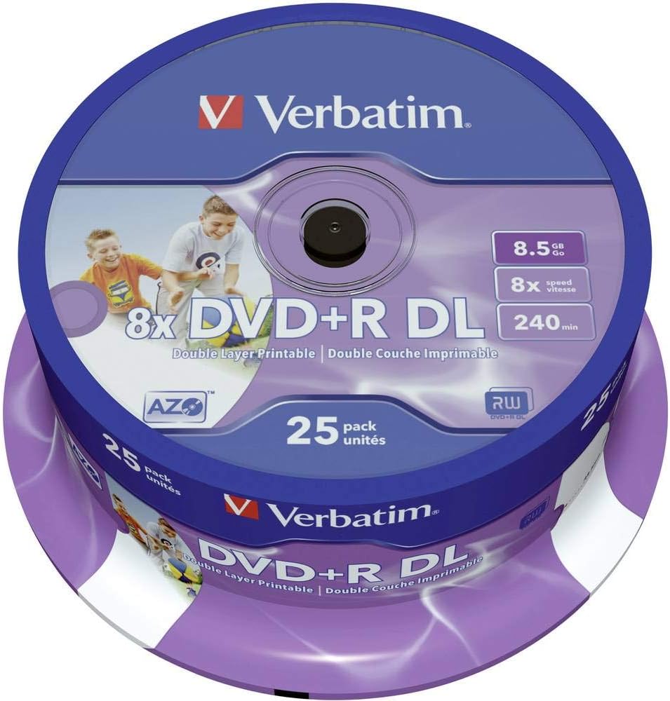Detalle 2 de Verbatim 43667 DVD+R DL 8,5 GB, 8x, do nadruku atramentowego, 25 szt.